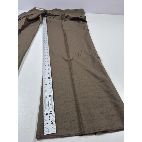 Lauren Ralph Lauren Pants Mens 46x36 Brown Wool Cashmere Pleated Dress Slacks - Picture 11 of 15
